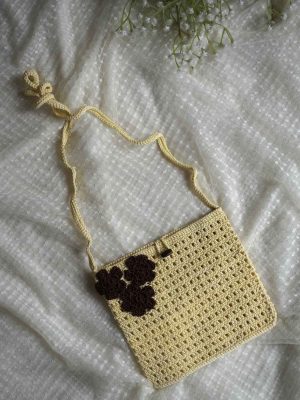 Handmade Light Yellow Color Boho Crochet Bag