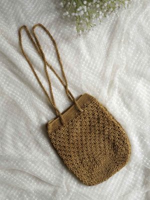 Handmade Mustard Color Stylish Boho Crochet Bag