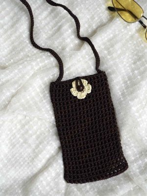 Brown Color Mobile Phone Crochet Bag