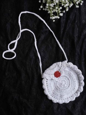 Handmade White Color Stylish Crochet Bag