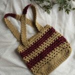 Handmade Gold And Maroon  Color Crochet Tote Bag