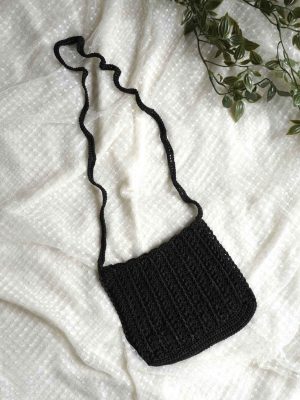 Handmade Black Color Crochet Small Bag