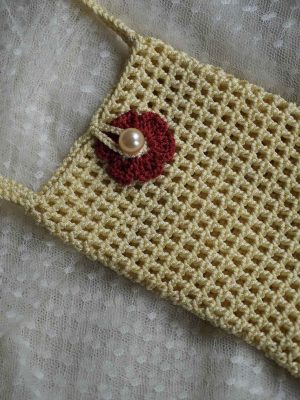 Light Yellow Color Mobile Phone Crochet Bag