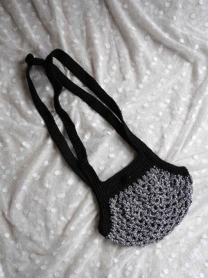 Handmade Grey And Black Color Crochet Bag