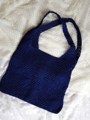 Handmade  Blue Color Tote Crochet Bag