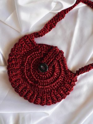 Handmade Stylish Crossbody Maroon Crochet Bag