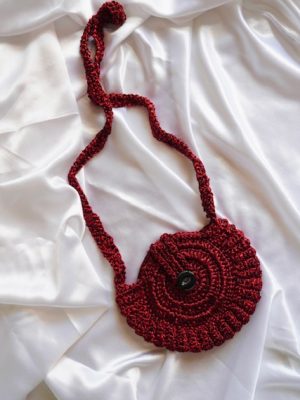 Handmade Stylish Crossbody Maroon Crochet Bag