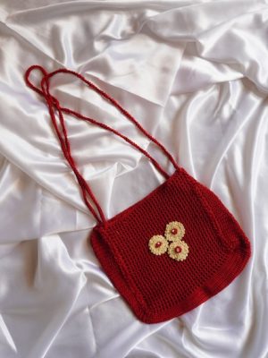 Handmade Red Color Boho Crochet Bag