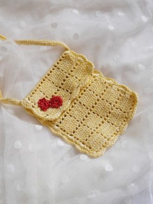 Handmade Light Yellow Color Mini Crochet Bag