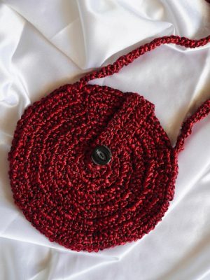 Handmade Maroon Color Round Shape Crochet Bag