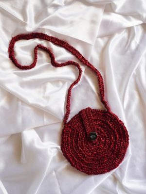 Handmade Maroon Color Round Shape Crochet Bag