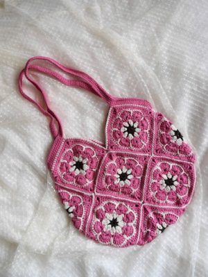 Handmade Pink Color Trendy Vintage Crochet Bag