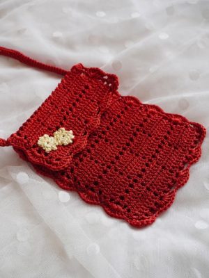 Handmade Red Color Mini Crochet Bag