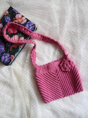 Handmade Pink Color Mini Shoulder Crochet Bag