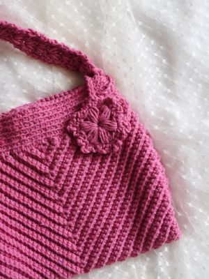 Handmade Pink Color Mini Shoulder Crochet Bag