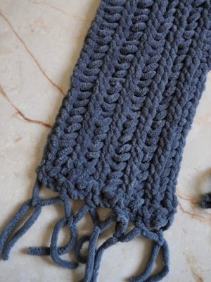 Grey Crochet Velvet Scarf