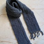 Grey Crochet Velvet Scarf