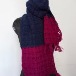 Blue And Magenta Woolen Crochet Scarf