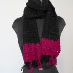 Black And Magenta woolen Crochet Scarf