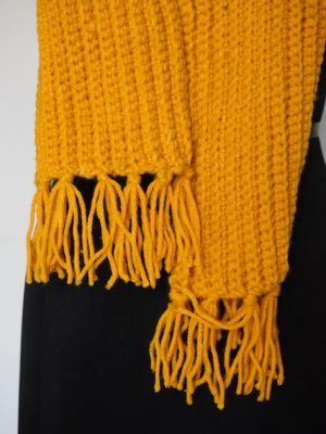 Yellow Color Crochet Woolen Muffler