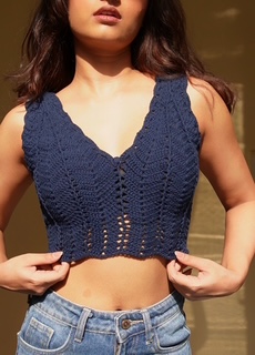 Handmade Navy Blue Color Crochet Top