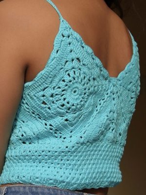 Handmade Sky Blue Color Crochet Top