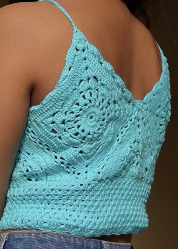 Handmade Sky Blue Color Crochet Top - Image 2