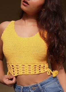 Handmade Bright Yellow Color Crochet top