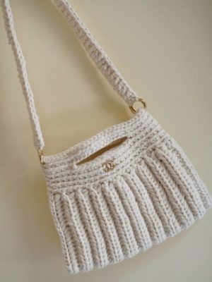 Handmade white Color Crochet Shoulder Purse