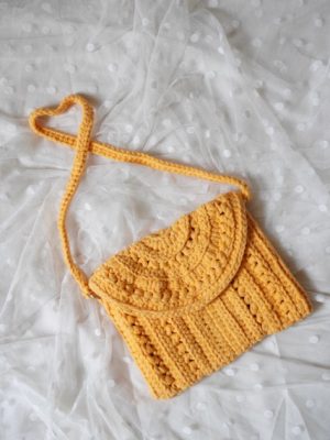 Handmade Marigold Yellow Color Crochet Shoulder Purse