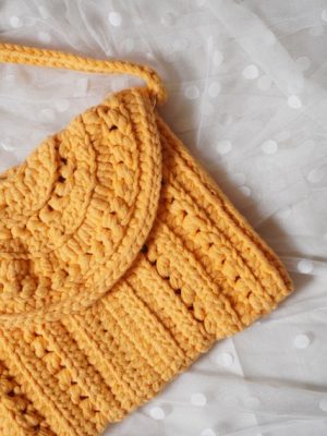 Handmade Marigold Yellow Color Crochet Shoulder Purse