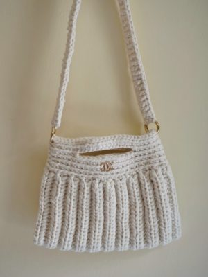Handmade white Color Crochet Shoulder Purse