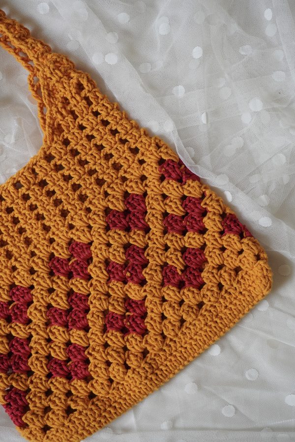 Handmade Yellow And Red Color Crochet Tote Bag - Image 2