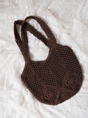 Handmade Granny Square Brown Color Crochet Bag