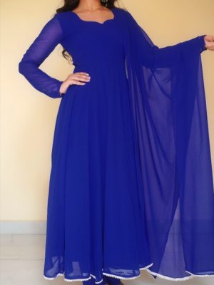 Garman Blue Georgette Anarkali Suit Set