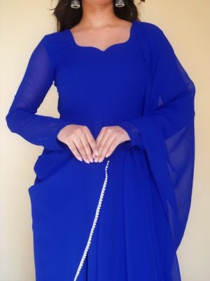 Garman Blue Georgette Anarkali Suit Set