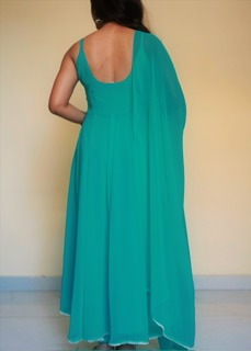 Teal Green Color Georgette Anarkali Suit Set