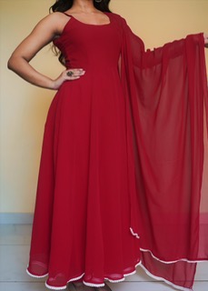 Red Color Georgette Anarkali Suit Set