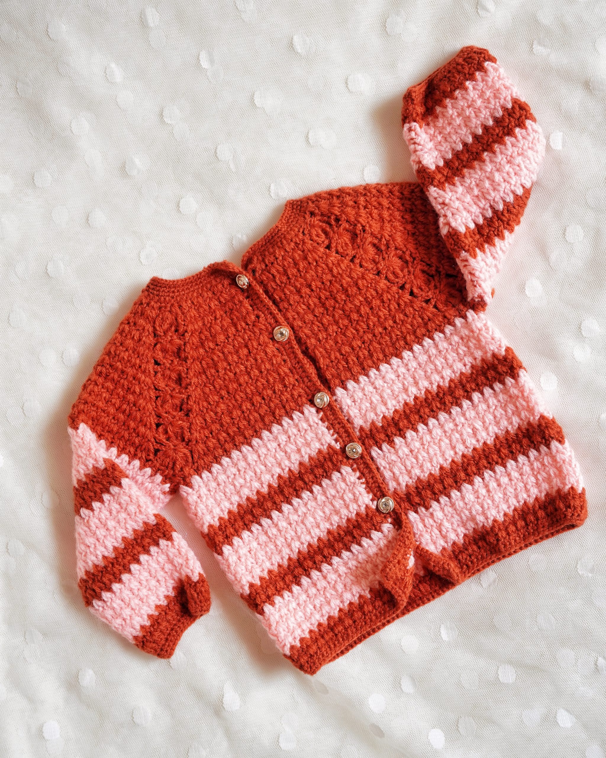 Handmade Two Color Crochet woolen Baby Sweater