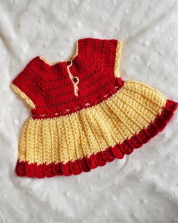 Handmade Crochet woolen Baby Frock Dress