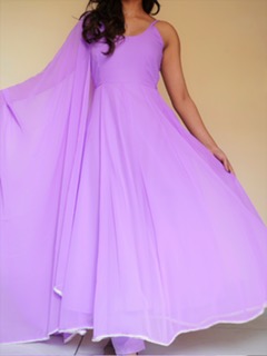 Lavender Color Georgette Anarkali Suit Set